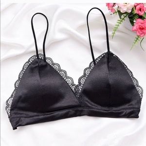 Black satin & Lace Bra